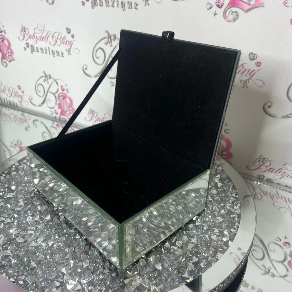 Jewelery box rhinestone bling Elegant Mirrored Jewelry Box with Crystal Accents
